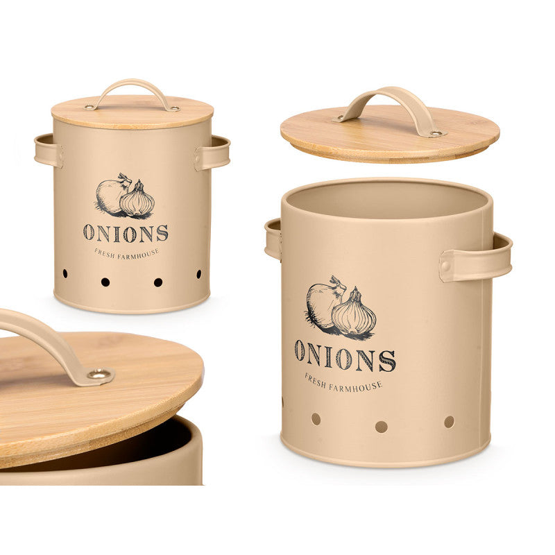 SUPORTE PARA CEBOLAS DE BAMBU BEIGE