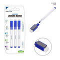 CANETA PARA QUADRO BRANCO C/APAGADOR 3PC AZUL