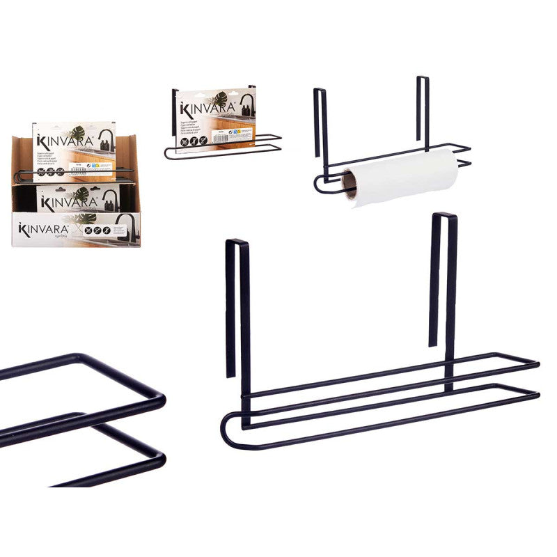 SUPORTE DE ROLO DE COZINHA EM METAL PRETO