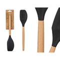 ESPÁTULA DE SILICONE PRETA COM CABO DE MADEIRA
