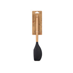 ESPÁTULA DE SILICONE PRETA COM CABO DE MADEIRA