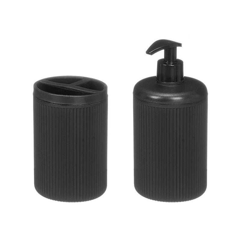Conjunto Dispensador Copo Riscas Preto