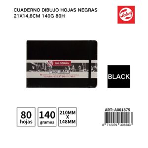 CUADERNO DIBUJO HOJAS NEGRAS 21X14,8CM 140G 80H