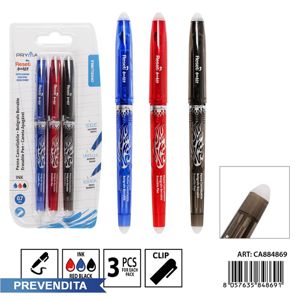BOLÍGRAFO BORRABLE GOMA DOBLE RESET 0.7MM 3PZ BL