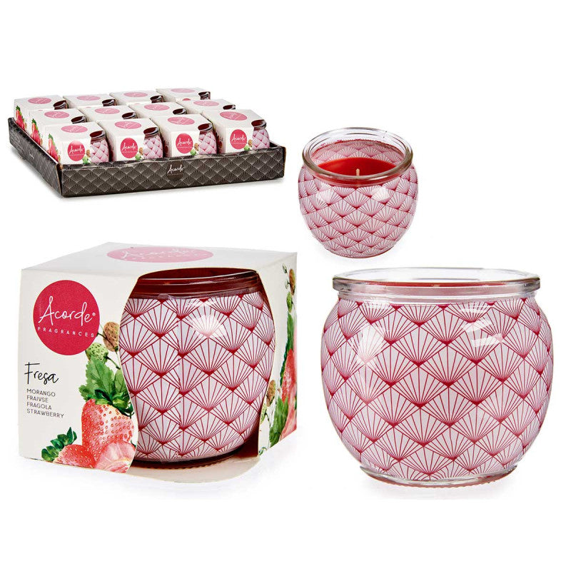 Porta-Vela Vidro Com Vela Aromática Morango