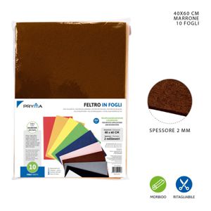 FOLHA DE FELTRO 40X60CM 2MM 264G CASTANHO