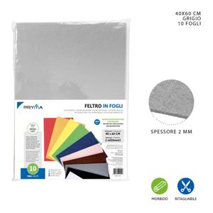 FOLHA DE FELTRO 40X60CM 2MM 264G CINZENTO