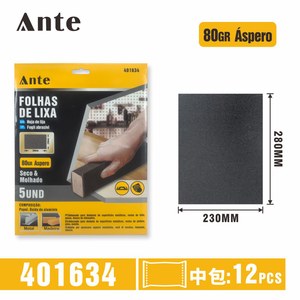 Folhas De Lixa Ferro 80GR 23x28CM 5PC