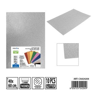 PRYMA GOMA EVA COM PURPURINAS BIO 40X60CM 2MM PRATEADA