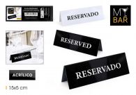 PLACA ACRILICA RESERVADO BAR
