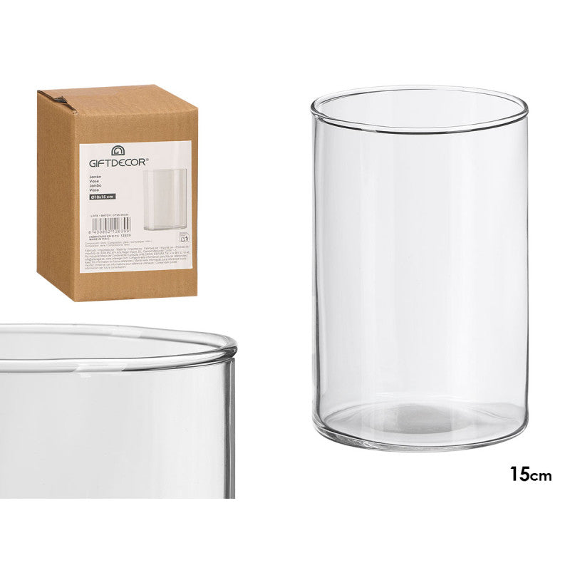 Vaso Cilindrico Vidro 10X15CM