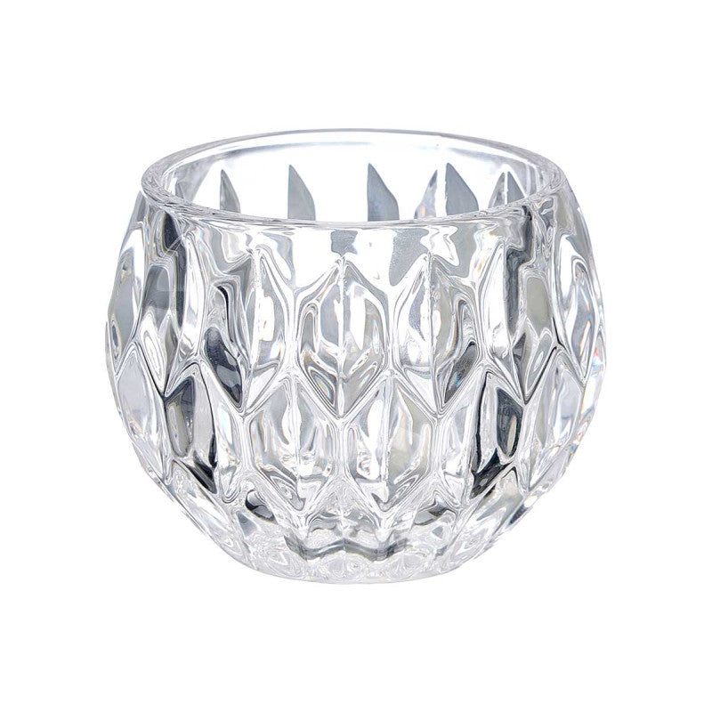 Castiçal De Vidro Com Diamantes Pequeno
