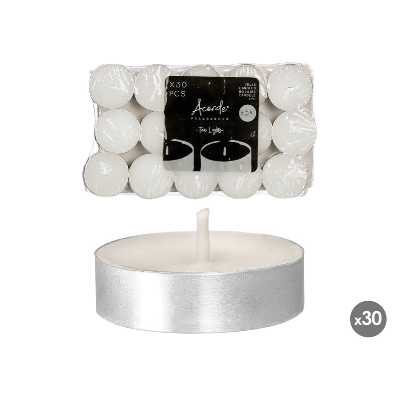 Conjunto 30 Velas Tea Light Brancas 3H