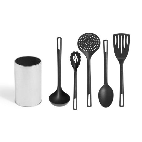 CONJUNTO DE 5 SUPORTES DE AÇO PARA UTENSÍLIOS