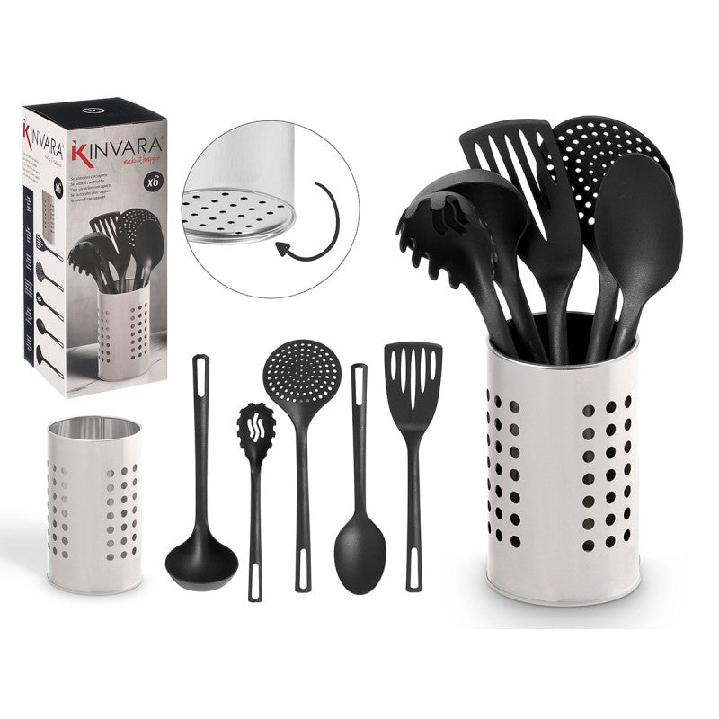CONJUNTO DE 5 SUPORTES DE AÇO PARA UTENSÍLIOS
