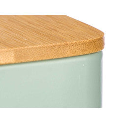 JARRO DE COZINHA QUADRADO COM TAMPA DE BAMBU SUPORTE PARA CÁPSULAS MENTA