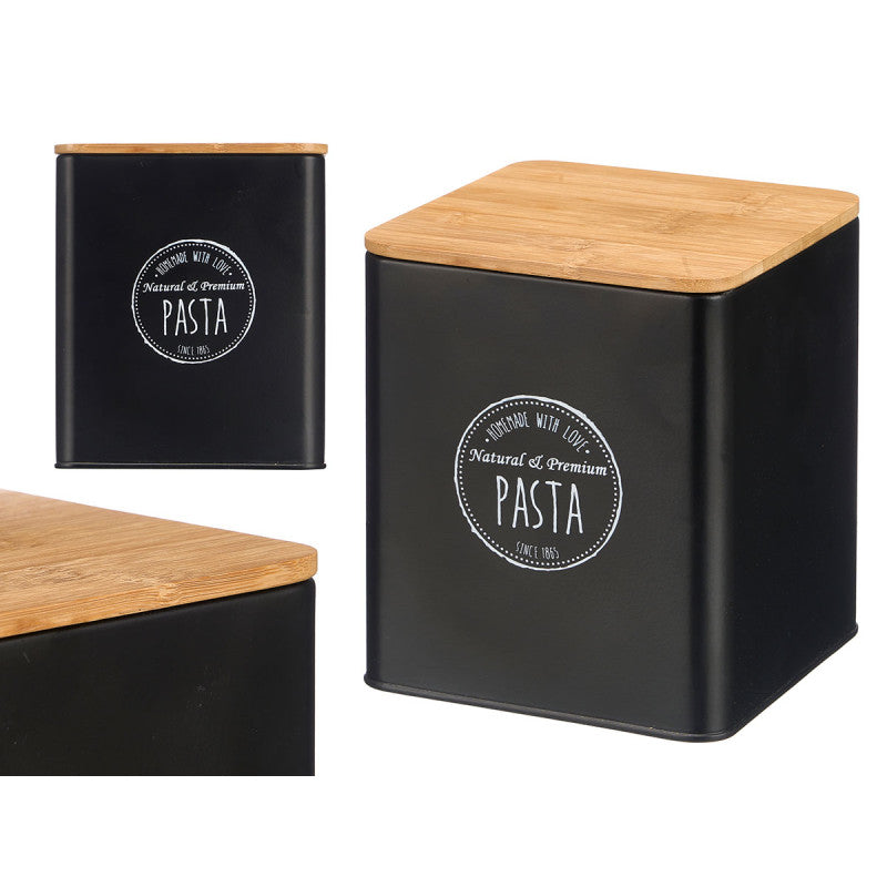POTE QUADRADO BAMBU TAMPA MASSA PRETO